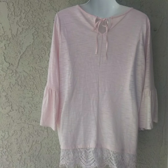 LC Lauren Conrad blush pink keyhole back lace hem - Picture 3 of 8